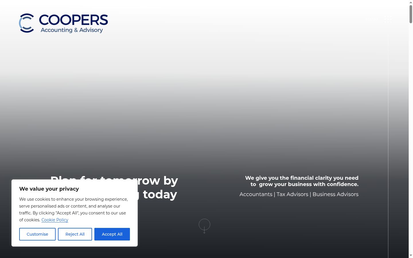 Captura de ecrã do banner de consentimento apresentado antes de qualquer interação