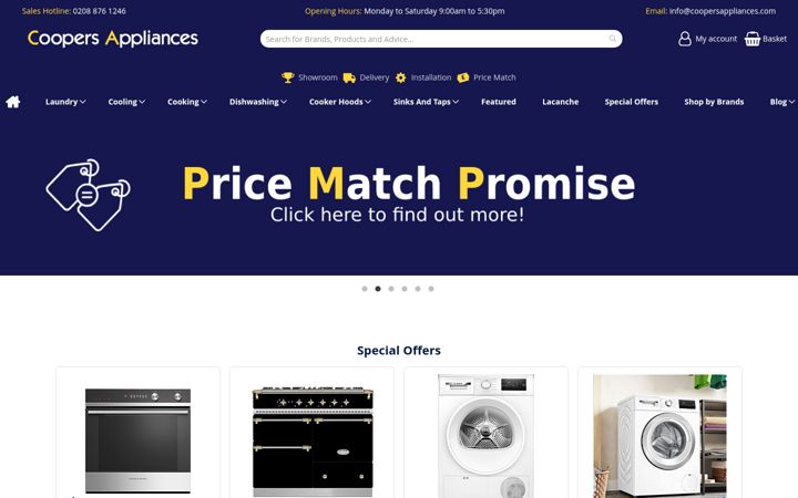 Screenshot of coopersappliances.com