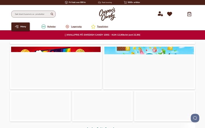 Screenshot of cooperscandy.no