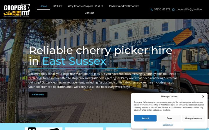 Screenshot of cooperslifts.co.uk