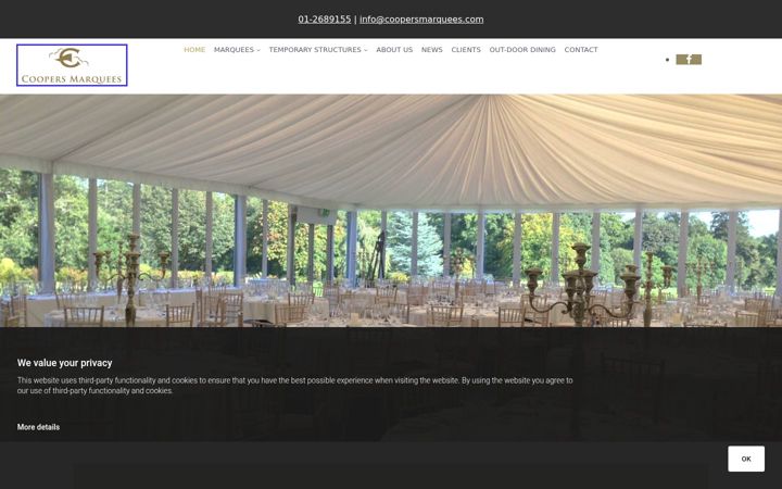 Screenshot of coopersmarquees.com