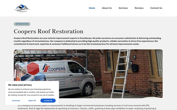 Screenshot of coopersroofrestoration.com