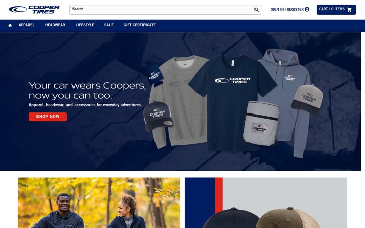 Screenshot of coopertiremerch.com