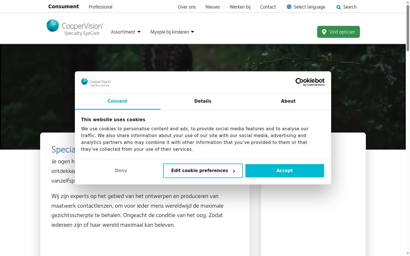 Sutikimo reklamjuostės, rodytos prieš bet kokią sąveiką, ekrano kopija
