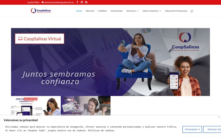 Screenshot of coopsalinas.fin.ec