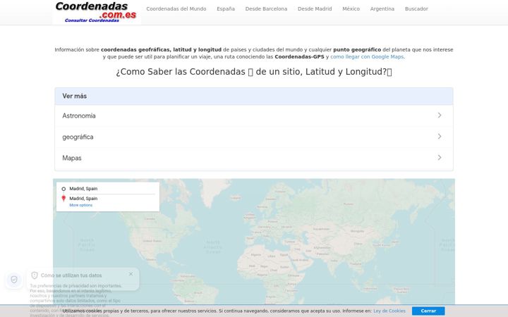 Screenshot of coordenadas.com.es