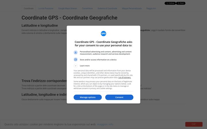 Screenshot of coordinate-gps.it