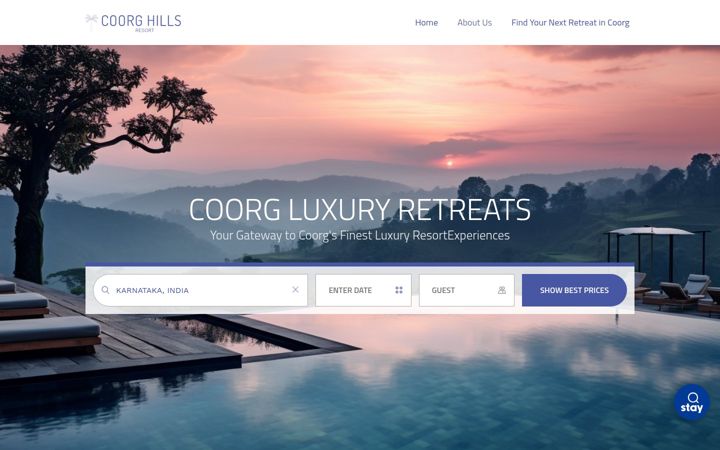 Screenshot of coorghillsresort.com