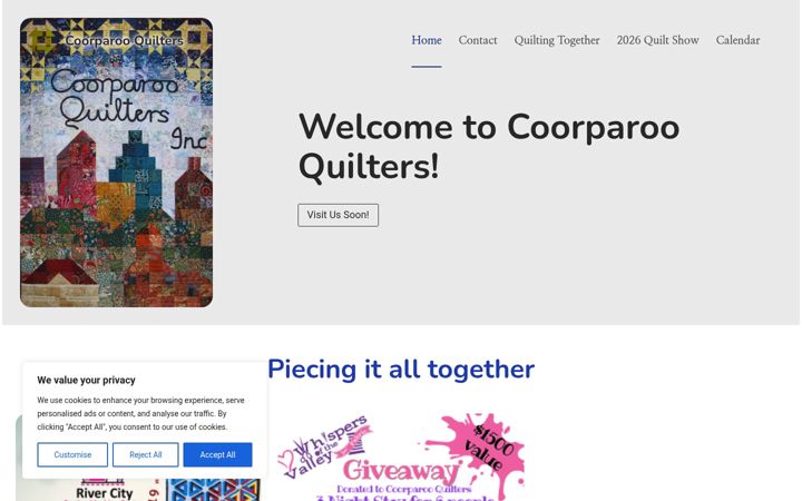 Ekraanipilt saidist coorparooquilters.com.au