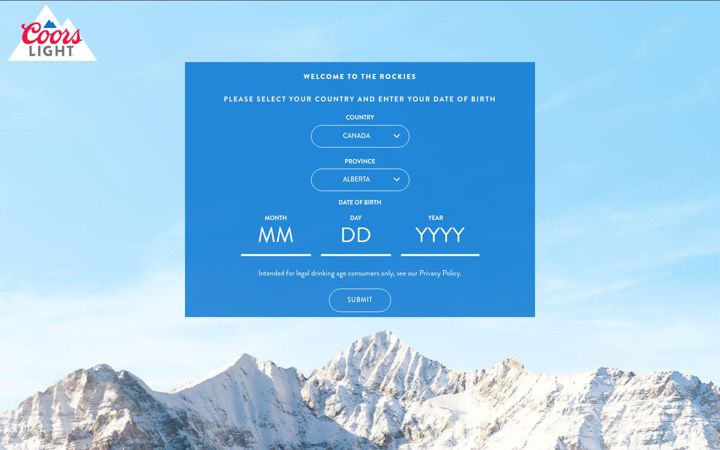 Screenshot of coorslight.ca