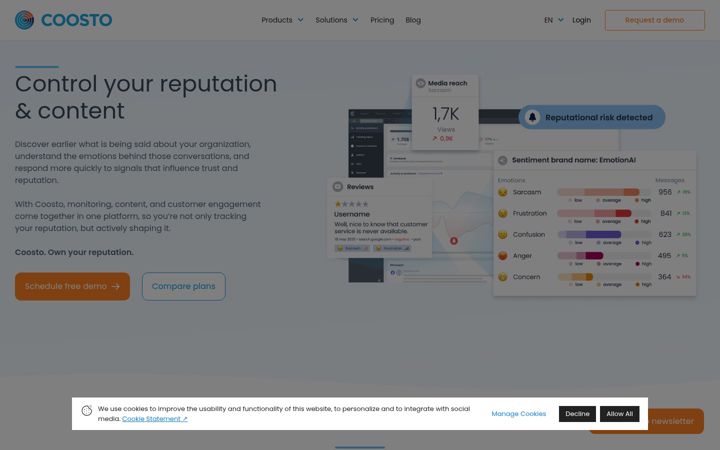 Screenshot of coosto.nl