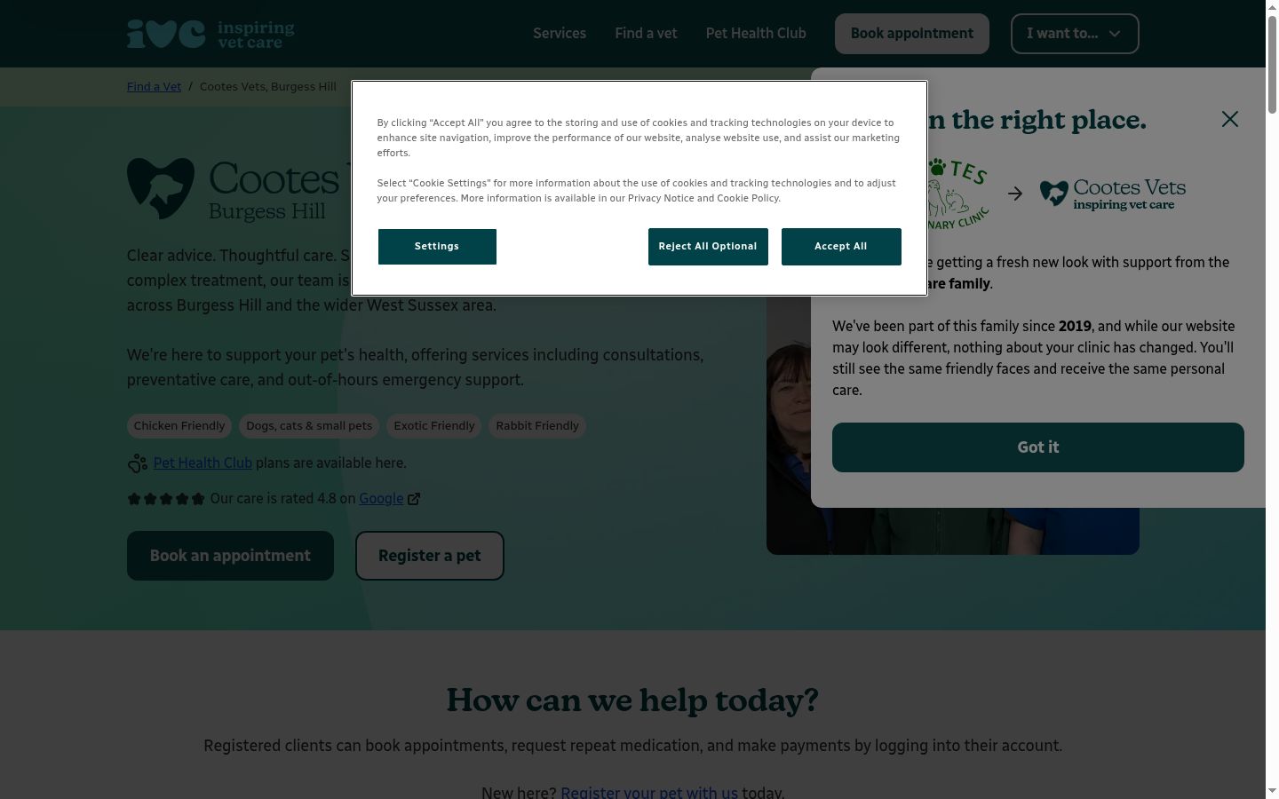 Screenshot del banner di consenso mostrato prima di qualsiasi interazione