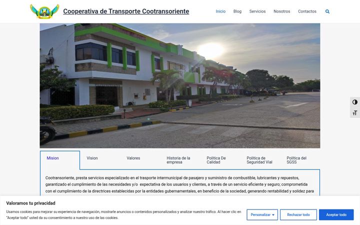 Screenshot van cootransoriente.com.co