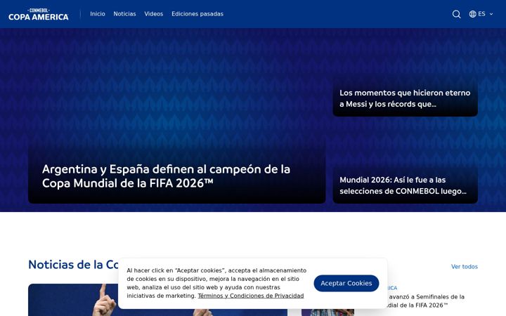 Screenshot of copaamerica.com