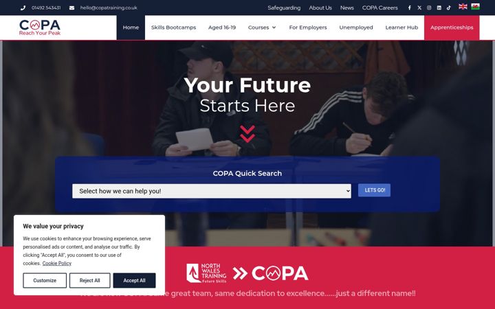 Screenshot of copatraining.co.uk