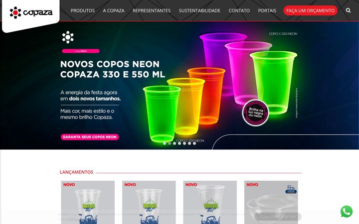 Screenshot stránky copaza.com.br