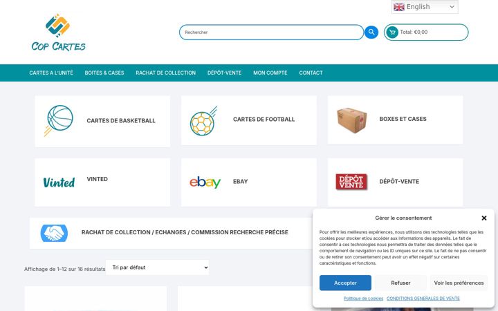 Snimka zaslona za copcartes.fr