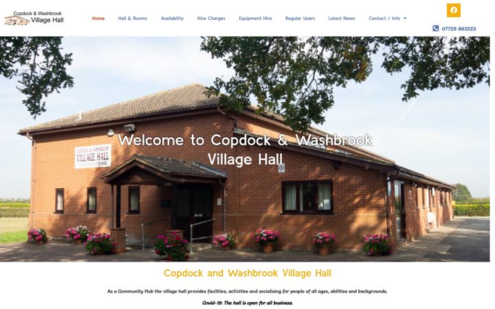 Screenshot of copdockvillagehall.co.uk