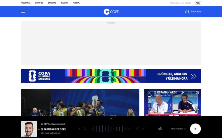 Captura de ecrã de cope.es
