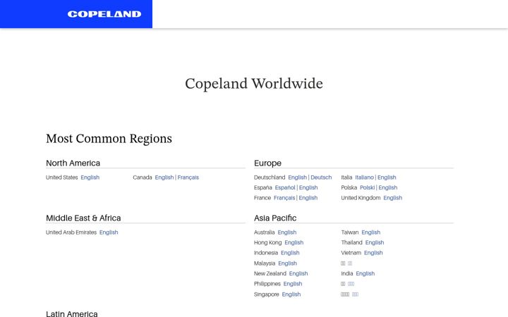 Screenshot of copeland.com