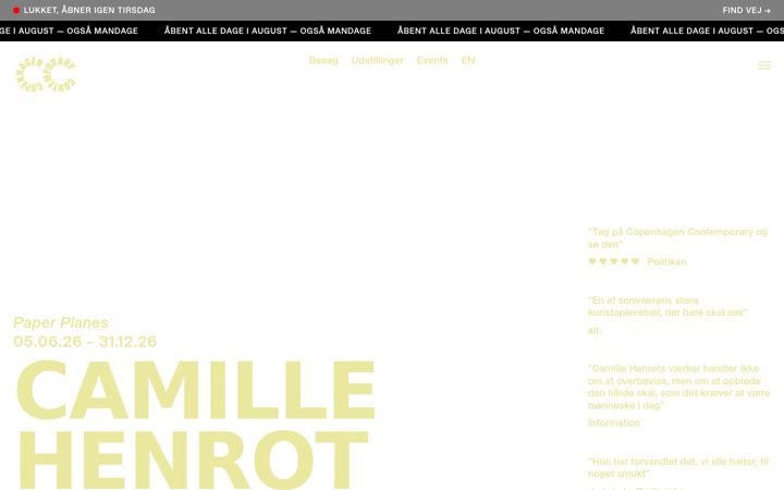Screenshot of copenhagencontemporary.org