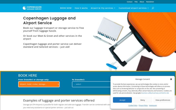 Screenshot of copenhagenluggageservice.com