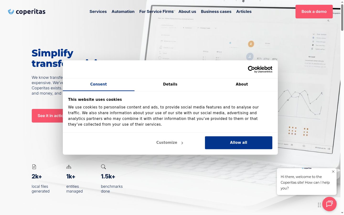 Screenshot of the consent banner shown before any interaction