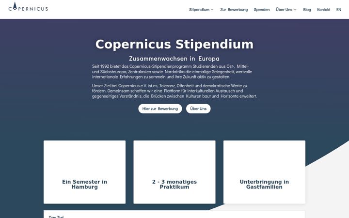 Screenshot of copernicus-stipendium.de