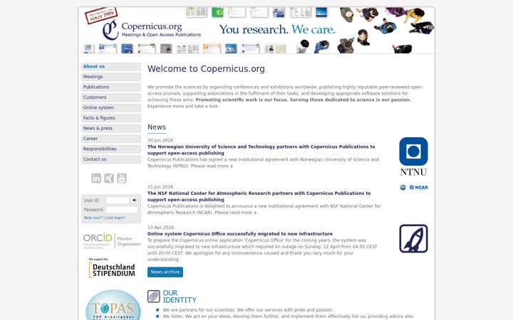 Skärmbild av copernicus.org