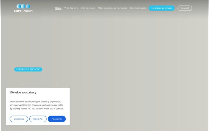 Screenshot of copernicusservicing.com