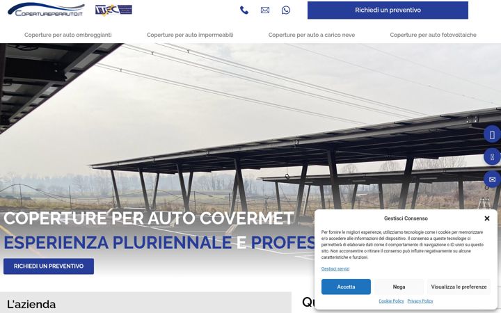 Screenshot of copertureperauto.it