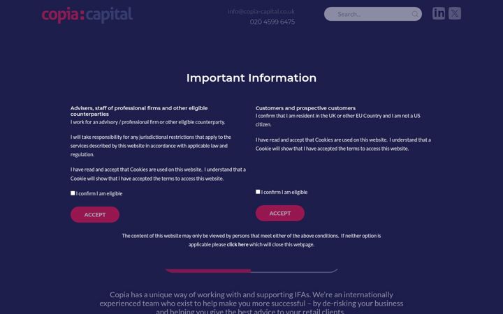 Screenshot of copia-capital.co.uk