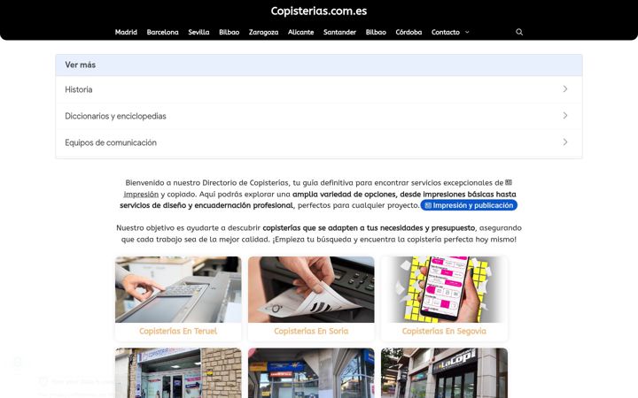 Screenshot of copisterias.com.es