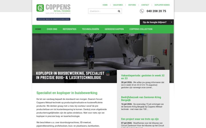 Screenshot of coppensmetaal.nl