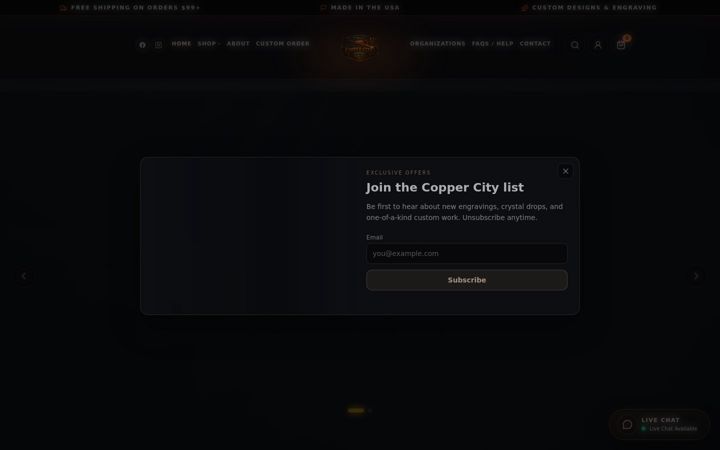 Screenshot of coppercitydesigns.com