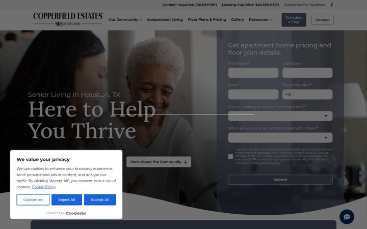 Screenshot of copperfieldestatesseniorliving.com