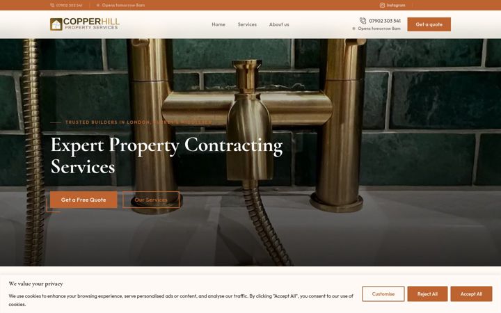 Snímek obrazovky copperhillplumbing.co.uk