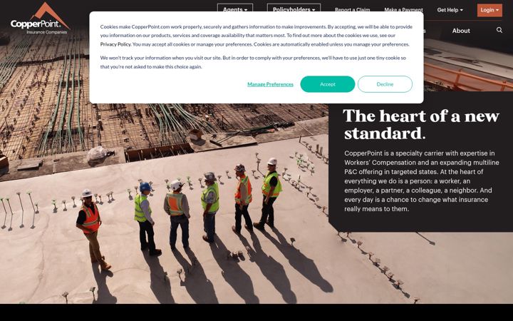Screenshot of copperpoint.com