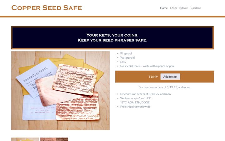Screenshot ta' copperseedsafe.com