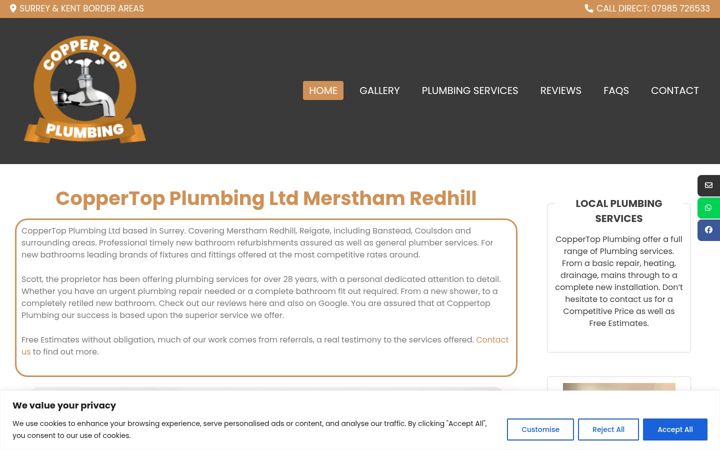 Screenshot of coppertop-plumbing.co.uk