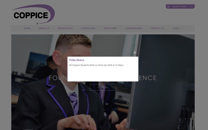 Skærmbillede af coppiceschool.net