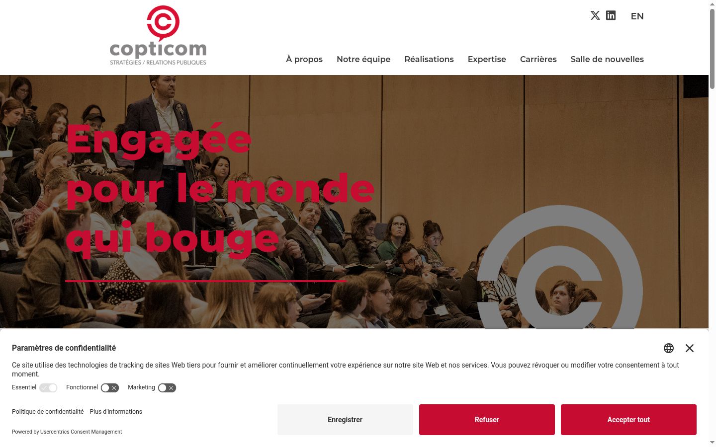 Screenshot tal-banner tal-kunsens muri qabel kwalunkwe interazzjoni