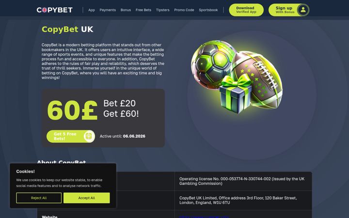 Screenshot ta' copy-bet.uk