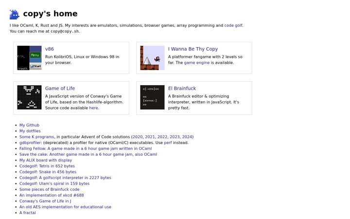 Screenshot of copy.sh