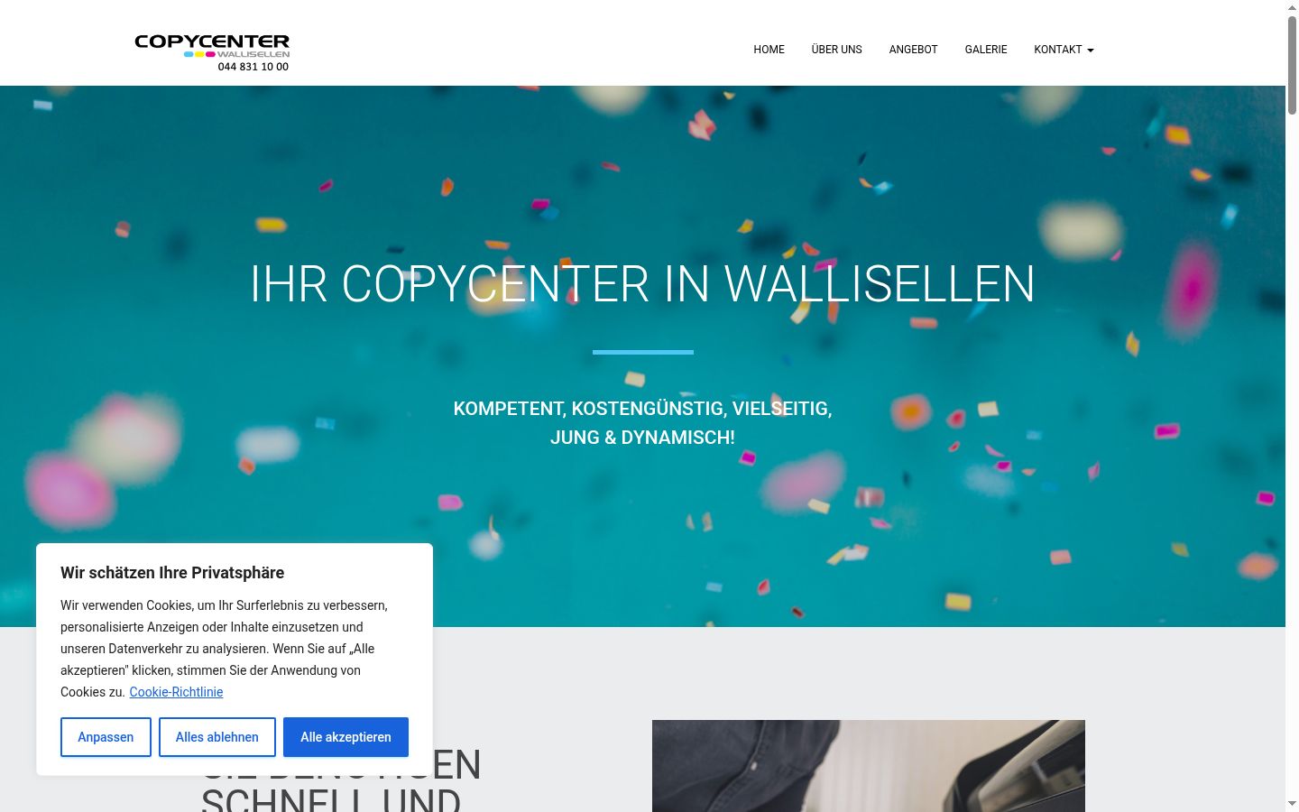 Screenshot des Einwilligungsbanners vor jeglicher Interaktion