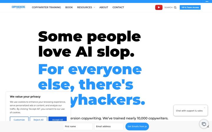 Screenshot of copyhackers.com