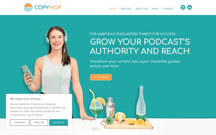 Screenshot van copyhop.co
