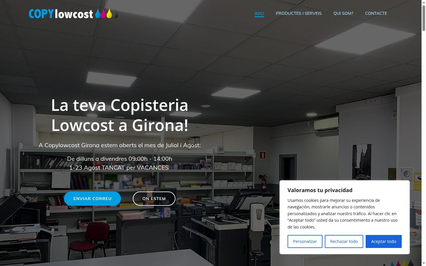 Screenshot del banner di consenso mostrato prima di qualsiasi interazione