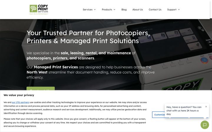 Screenshot ta' copyprintservices.co.uk