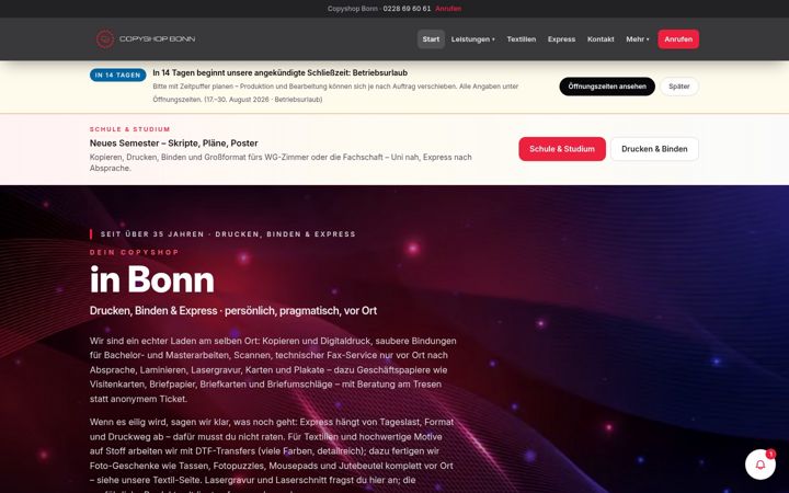 Screenshot of copyshop-bonn.de